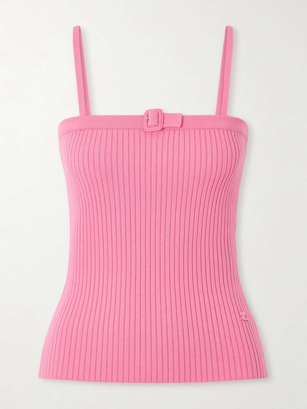 Courrèges Party Pink Buckled Ribbed Knit Tank Size Small
